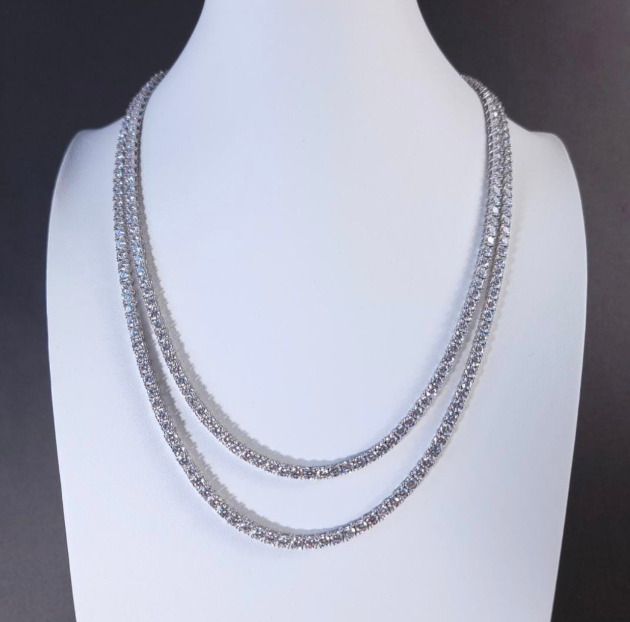 4mm MOISSANITE Tennis Chain Necklace VVS D Color Passes Diamond Tester