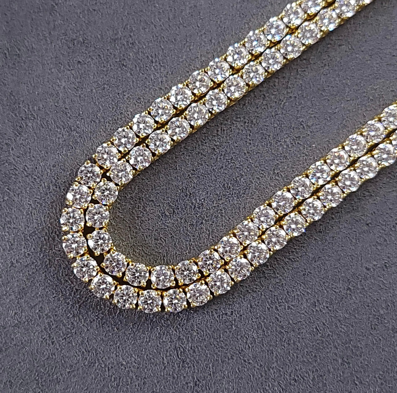 4mm MOISSANITE Tennis Chain Necklace VVS D Color Passes Diamond Tester
