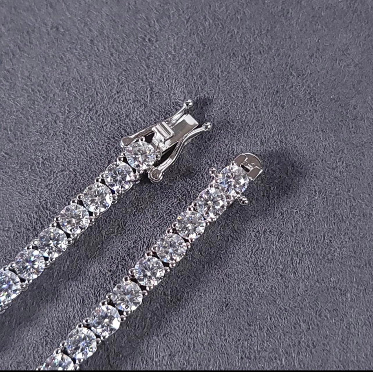 4mm MOISSANITE Tennis Chain Necklace VVS D Color Passes Diamond Tester