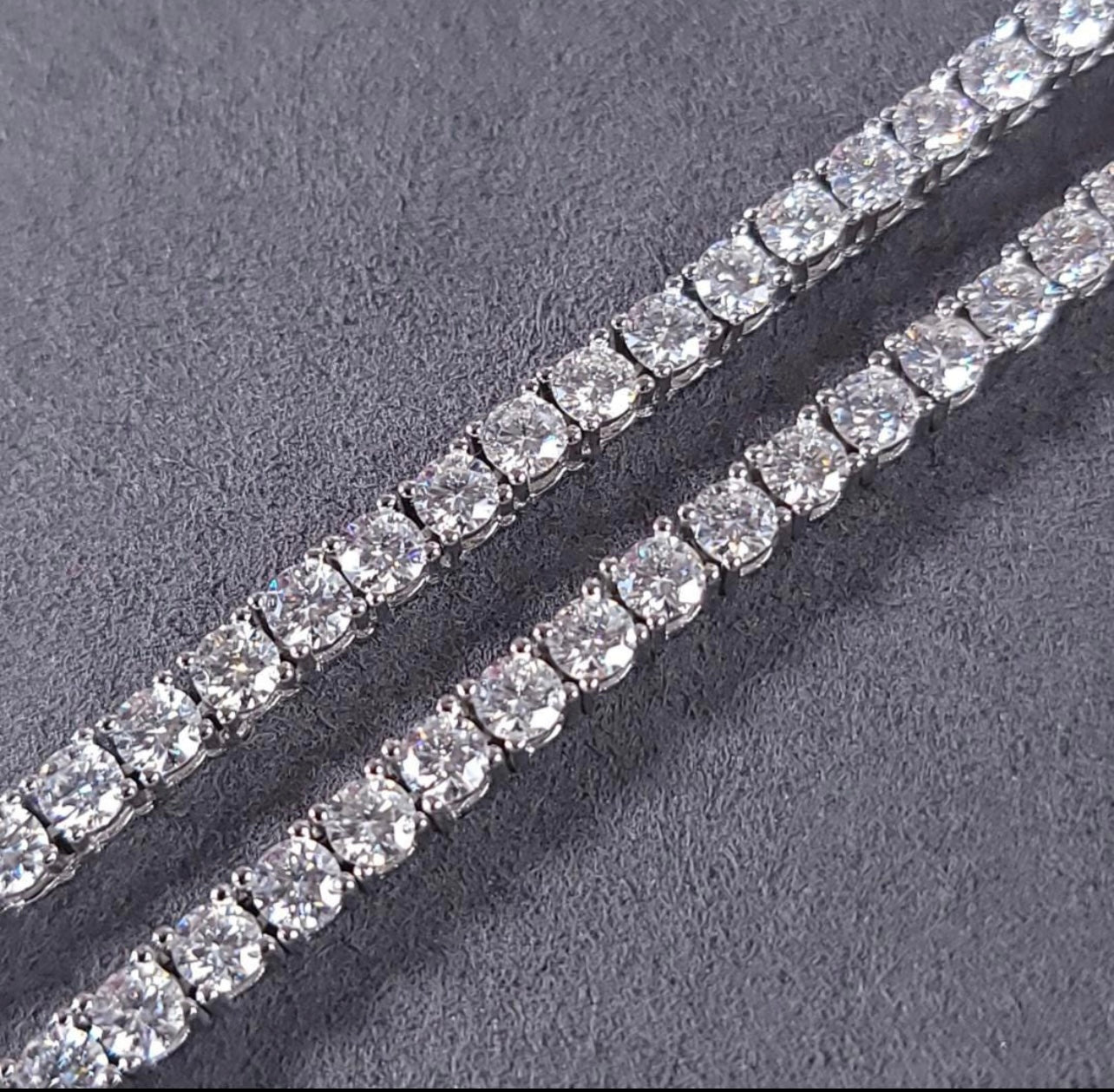 4mm MOISSANITE Tennis Chain Necklace VVS D Color Passes Diamond Tester