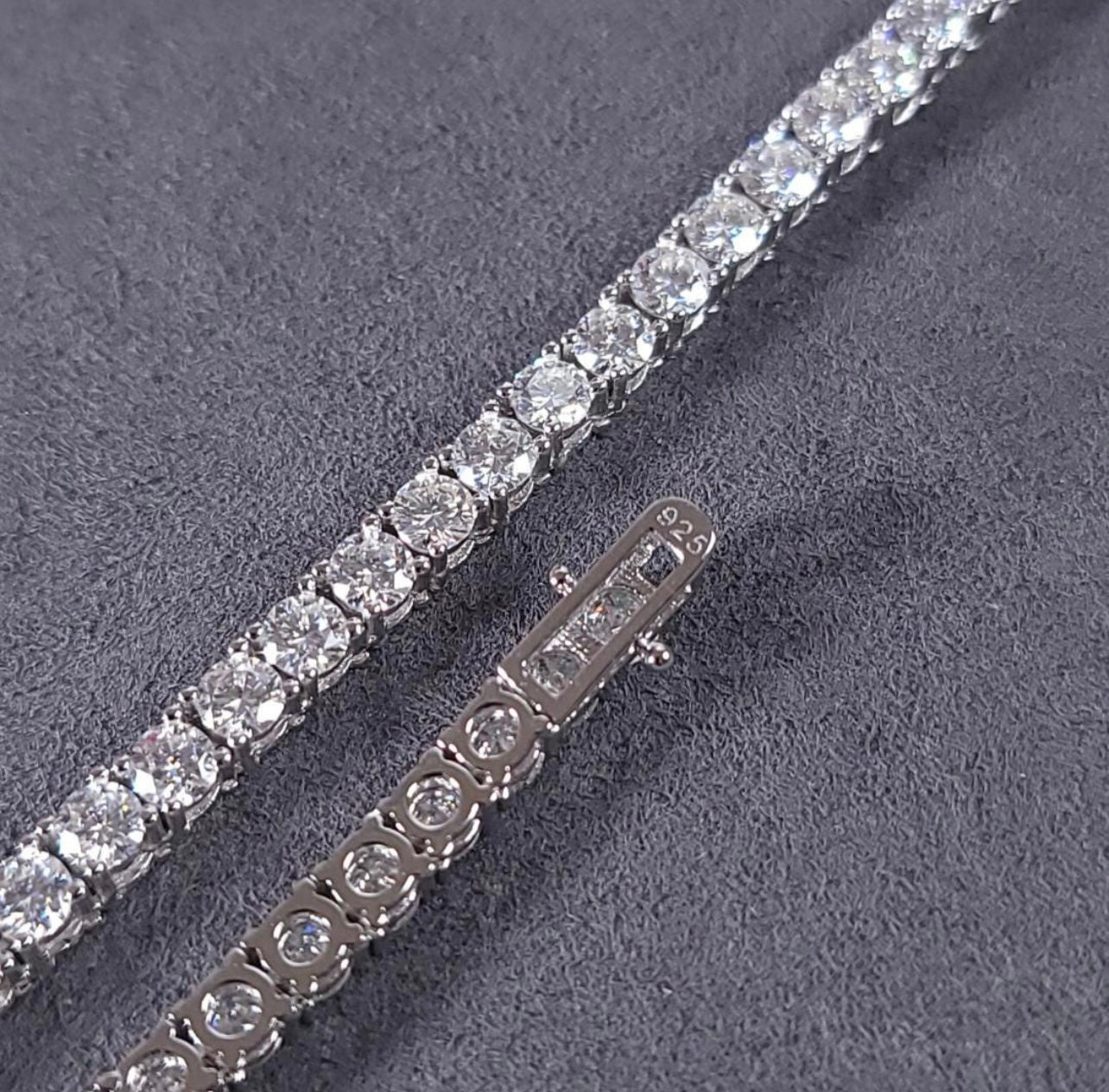 4mm MOISSANITE Tennis Chain Necklace VVS D Color Passes Diamond Tester