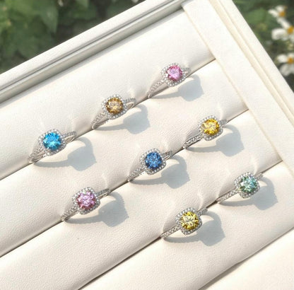 Moissanite Square Halo Ring 
6.5MM 1CT 925 Sterling Silver