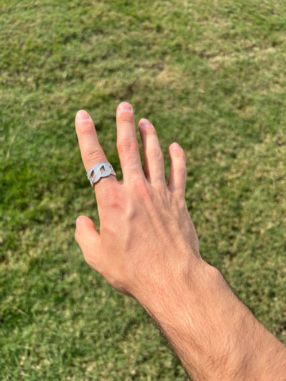 925 Sterling Silver Moissanite Cuban Link Ring