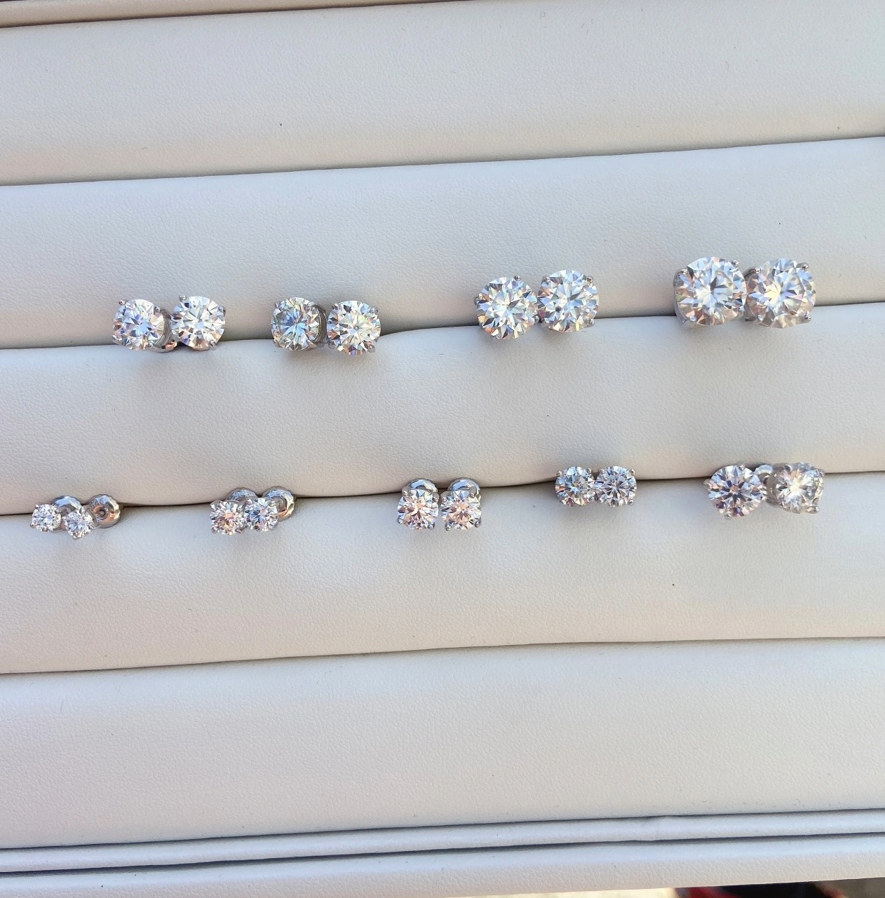 Moissanite Stud Earrings In 925 Silver 4mm to 10mm PASSES DIAMOND TESTERS