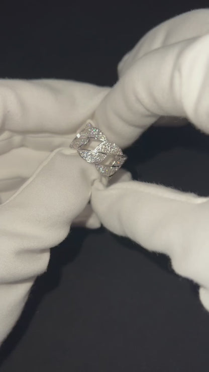 925 Sterling Silver Moissanite Cuban Link Ring